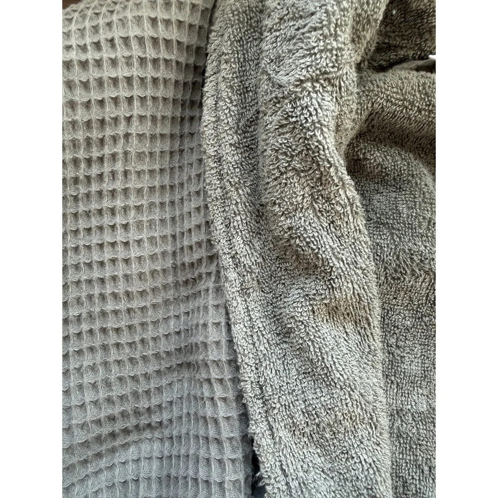 Pottery Barn Resort Robe Olive Green Size Medium Thick Waffle Knit Terry Cloth